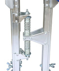 Beefy Aluminum Alloy Stilts 15 to 23 Inch Adjustable Height for High Altitude Work, showing close-up of durable spring mechanism