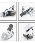 8 Piece Side Mount Casters, 1 Inch Swivel Caster Wheels, Hush Quiet Non Marking TPR Rubber With Brakes, Roll Like A Dream showing various angles.