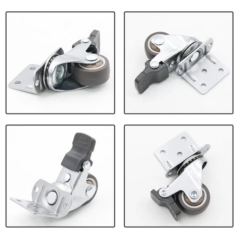 8 Piece Side Mount Casters, 1 Inch Swivel Caster Wheels, Hush Quiet Non Marking TPR Rubber With Brakes, Roll Like A Dream showing various angles.