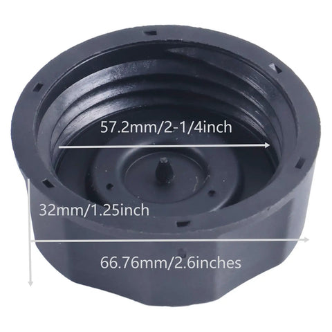 No Hassle Direct Fit Vented Fuel Tank Cap Replacement for MTD Craftsman Toro Cub Cadet top view with measurements