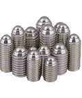 Rock Solid 304 Stainless Steel Spring Plunger M6 Grub Bolt Featuring Precision Ball Detent Fastener 30mm Long No Sweat Heavy Duty Set Screw For Garage Builds And Shop Fixes 10 Pack stacked for clear view.