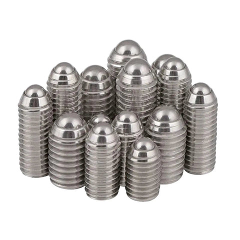 Rock Solid 304 Stainless Steel Spring Plunger M6 Grub Bolt Featuring Precision Ball Detent Fastener 30mm Long No Sweat Heavy Duty Set Screw For Garage Builds And Shop Fixes 10 Pack stacked for clear view.