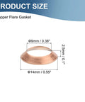 Copper Flare Gasket Set For Three Eighths Inch Tubing, 12 Pack, showing gasket dimensions and thickness.