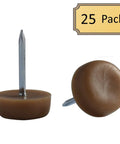 Heavy Duty Nylon Chair Glide Sliders For Couches And Tables Slides Smooth As Butter Self Lubricating Floor Protectors Safeguards Hardwood Carpet Tile Quick Snap Mount Brown Box Of 25 with a metallic pin.