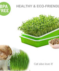 2 Pack Seed Sprouter Tray With Humidity Lid BPA Free Food Grade Soil Free Sprouting Kit for Wheatgrass and Cat Grass