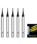 1/32 Inch Micrograin Carbide Square End Mill Set, 4 Flutes, ISE1/32 4T, 5 Pieces with packaging
