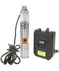 24V Deep Well Submersible Pump 210W With 3 Inch Solar Kit And MPPT Controller, stainless steel pump and control box