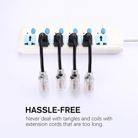 Short Power Extension Cord Outlet Saver With Lighted End 16AWG 13A 3 Prong Female Plug 8 Inch Black 4 Pack maximizing space