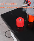 Portable Benchtop Edge Bander With Automatic Cut, Double Sided Gluing, close-up of silicone pressure roller on machine.