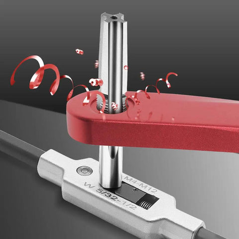 Close-up of Bike Pedal Thread Repair Kit 9 By 16 Inch tapping tool in action with crank protection detail
