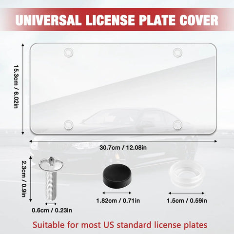 Clear Universal License Plate Cover Set 2 Pack 12.08 X 6.02 Inches No Fuss Install Protects Your Plate From Dirt And Scratches Image