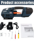 Heavy Duty Electric Welding Strapping Tool For PP PET Bands Handheld Battery Powered Wrist Strapper with accessories and manual.