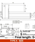 Pro Grade 24V Electric Linear Actuator Featuring A Rock Solid Telescopic Rod And Hassle Free Straight Line Motion crafted for automated projects, diagram with dimensions.
