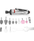 No Nonsense Pneumatic Air Sander Kit Lightweight Metal Polisher Grinder With Comfort Grip For Silent Running And Knockout Flawless Finish On Daily Projects with various sanding heads and mounting tools.