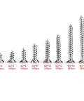 Heavy Duty Plated Carbon Steel Drilling Screws Set 800 Pcs M2 Cross Flat Head Self Tapping Woodworking Fasteners in various sizes