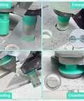 Diamond Hole Saw Kit 7Pc Heavy Duty Pro Grade in action, drilling, enlarging, grinding, chamfering on tile and stone surfaces