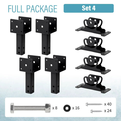 Heavy Duty 4x4 Roof Riser Brackets Kit With 304 Stainless Steel Construction Adjustable Beam Mount Brackets For Roof Pergola Gazebo Built To Last Weatherproof Black Finish 4 Pack