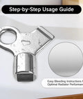 Front view of BRBASAP 3-pack radiator bleed key set in chrome finish for bleeding home radiator valves.