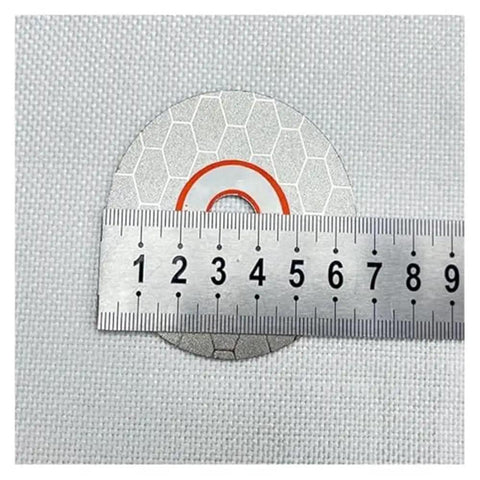 65mm Diamond Cutting Disc For Dry And Wet Grinding, Double Sided Saw Blade For Ceramic Tile And Granite, Diamond Grinding Plate, Pro Grade, Heavy Duty, Durable Grinder Tool For Smooth Flat Cuts, shown with ruler