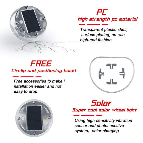 Diagram showing components of Solar Car Wheel Hub Lights Led Tire Lights With Motion Sensor Four Pack Colorful Waterproof Rim Lamps