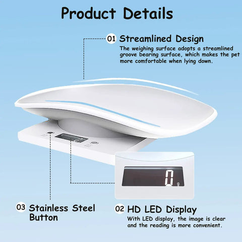 Portable Pet Scale With Tray LCD Digital Weighing Scale Up To 33 Lbs For Small Pets featuring streamlined design and HD LED display