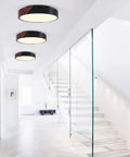 Super Stylish Modern Black Flush Mount Ceiling Light With Natural Wood Accents For That Cool Farmhouse Look in hallway
