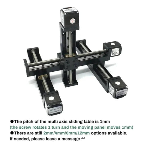 Dope Mini Sliding Table Gantry Kit With Nema11 28mm Trapezoidal Lead Screw Automatic Locking Motor For XY And XYZ Axis Linear Rail Guide Stage Z Axis 50mm Stroke And XY 200mm Two Pitch, black metal