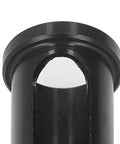 Close-up of black alloy steel CNC lathe reducer sleeve end with threaded outer lip and inner bore