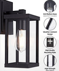 Outdoor Wall Sconce Lantern Built To Last Weatherproof Porch Light With Clear Glass Shade Rustproof Exterior Lighting E26 Socket
