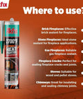 Heat Fighter Black Fireplace Sealant Withstands Up To 2700F Direct Flame Sealing cartridge for fireplaces, stoves.