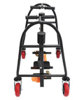 Pro Grade Heavy Duty Manual Furniture Movers With Sturdy Rolling Wheels 1300 Lb Load Capacity To Haul Appliances And Bulky Garage Gear Like Butter Without Breaking A Sweat seen from the front with red wheels and black frame.