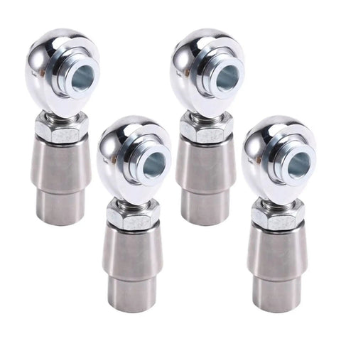 Rock Solid Heavy Duty Heim Joint Rod End Kit With Tube Adapters And Spacers 4Pc 5/8x18 Left Right Thread Jam Nuts, polished metal rod ends.