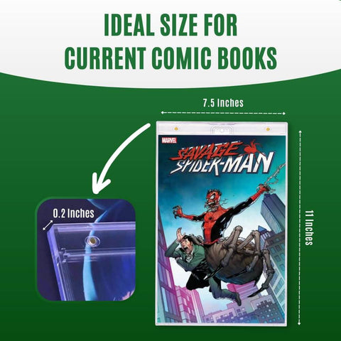 Current Size Comic Book Display Case Holder Magnetic Protector With Diamond Corners showcasing Savage Spider-Man cover.