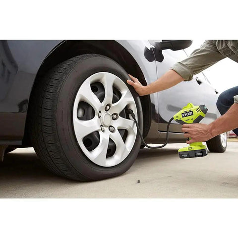 18 Volt One Plus Portable Cordless Tire Inflator With Ergonomic Pistol Grip For On The Go Air, Great For Cars And Bikes, One Plus Battery Compatible