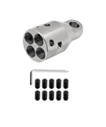 Heavy Duty 4000 Lbs Max Pull Wire Rope Puller Attachment Head with four slots and stainless steel construction.