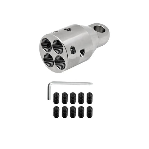 Heavy Duty 4000 Lbs Max Pull Wire Rope Puller Attachment Head with four slots and stainless steel construction.