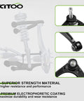 Front Suspension Kit For 2004-2012 Chevy Malibu And 2005-2010 Pontiac G6 And 2007-2009 Saturn Aura, Includes Front Lower Control Arms And Ball Joints For Driver And Passenger Sides, Complete Front End Assembly showing ball joints and control arm close-ups