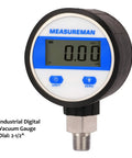 Digital Industrial Vacuum Gauge With Two And One Half Inch Dial One Quarter Inch NPT Lower Mount Stainless Steel Case Display