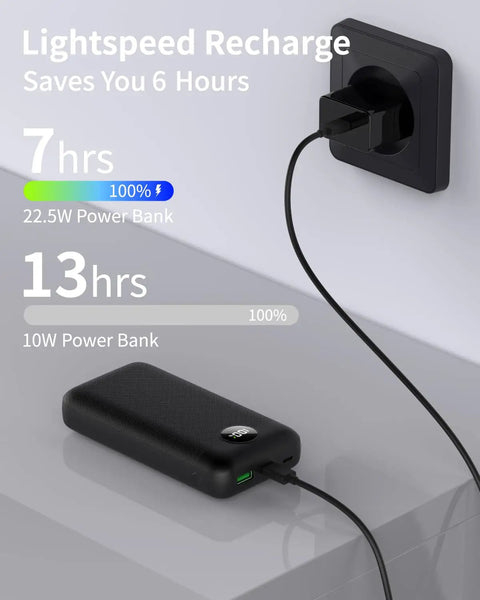 Ultra Lightweight 20000mAh Heated Vest Battery Pack With 5V 2A Usb Output For Jackets And Hoodies charging on a table.