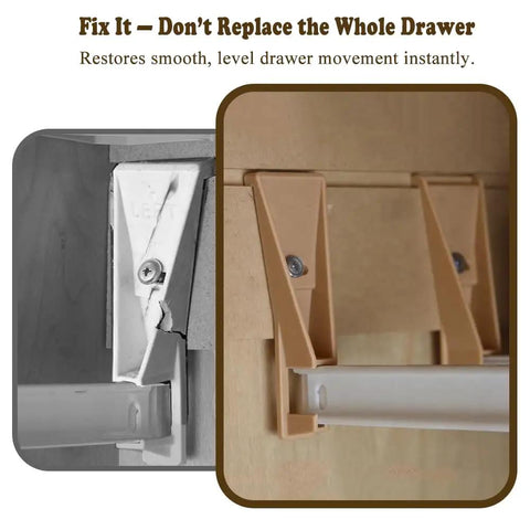 Drawer Guide Mounting Bracket Set for Left and Right Sides Replacement Rear Drawer Track Support for Kitchen Cabinet