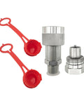 3/8 Inch NPT Hydraulic Quick Connect And Disconnect Coupler Set with 3/8 Inch Body, carbon steel, and dust caps