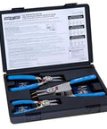 Retaining Ring Plier Set 15 90 Degree Convertible 3 Piece Kit For Bore Diameters 1/4 To 4 Inches in open black case