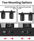 2 Inch Black Heavy Duty Beefy Sliding Gate Rollers Set 2 Pack with L Rear Post Bracket showing upward and downward mounting options