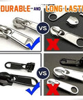Comparison of durable and long-lasting replacement sliders from the Grab and Go Zipper Repair Kit With Replacement Sliders for jackets, coats, luggage, and more.