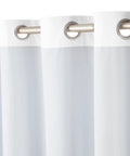 Close-up of white room darkening blackout curtain panels with grommets set of 2, 52 by 63 inches for privacy and noise blocking.