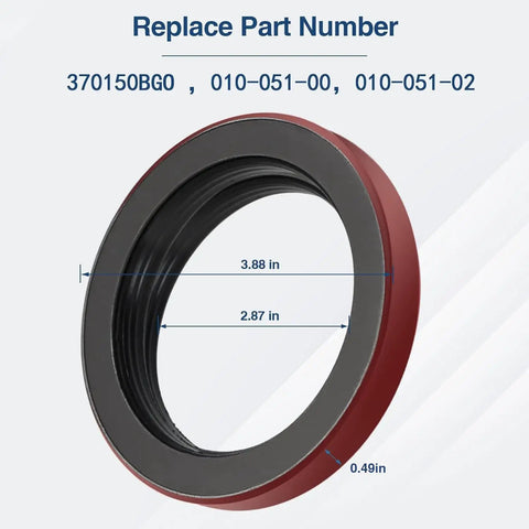 Close-up of 4 Pack Beefed Up Trailer Hub Unitized Oil Seal showing measurements and part numbers