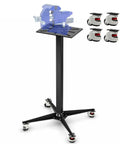Heavy Duty Grinding Station Pedestal With Industrial Grade Locking Swivel Caster Wheels and sturdy mounted vice.