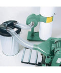 Top Tier Cyclone Dust Collection Separator Fits 20 To 21 Inch 30 Gallon Trash Cans, ABS design with hose connected to waste container.