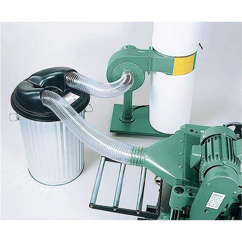 Top Tier Cyclone Dust Collection Separator Fits 20 To 21 Inch 30 Gallon Trash Cans, ABS design with hose connected to waste container.