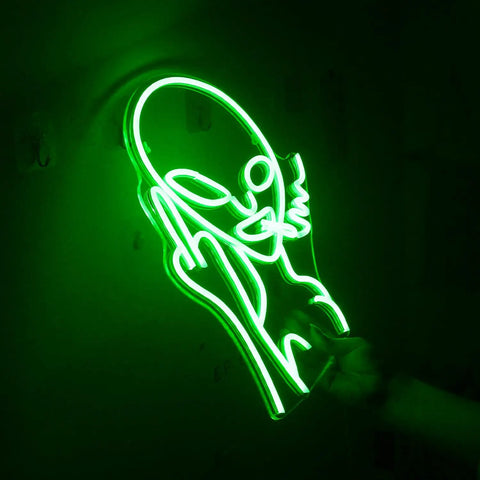 Green Alien LED Neon Sign Wall Decor For Bar Pub Man Cave Game Room Hip Hop Party And Bedroom Aesthetic Hangable Neon Light